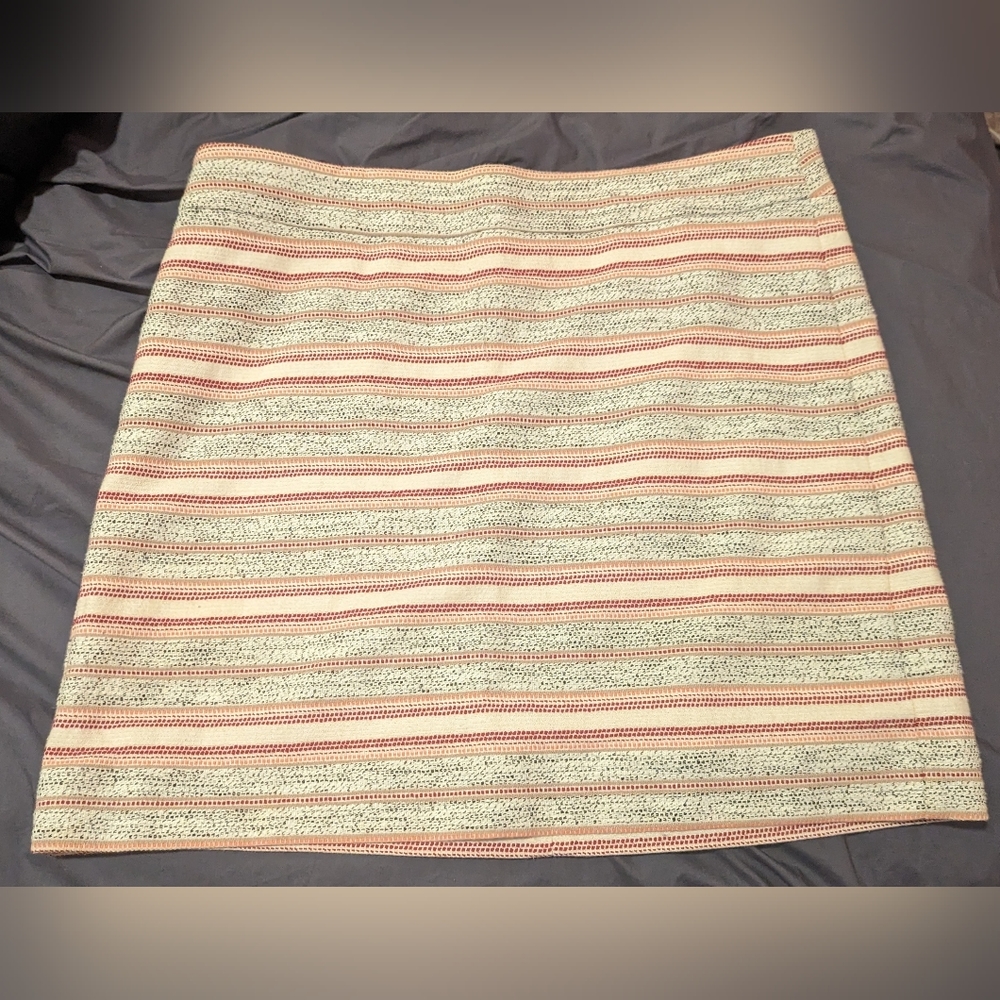 Cotton skirt with pink, gray, and maroon stripes. Loft brand, size 12p.